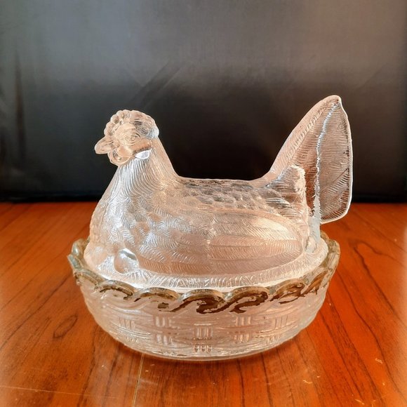 Vintage Other - Vintage Glass Hen on Nest Dish and Lid